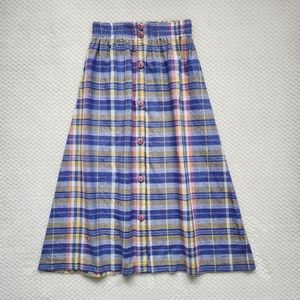 Vintage 70s Plaid Midi Skirt